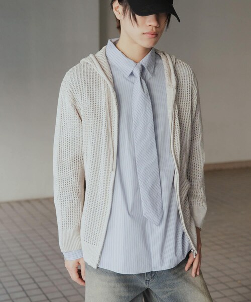 SENSE OF PLACE by URBAN RESEARCH（センスオブプレイスバイアーバンリサーチ）の「シアーメッシュフーディージップパーカー（パーカー・メンズ・BLACK/BROWN/GREIGE・M/L）」の19枚目の写真