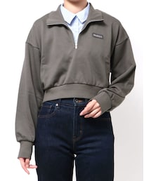 シャツレイヤードハーフジップスウェット