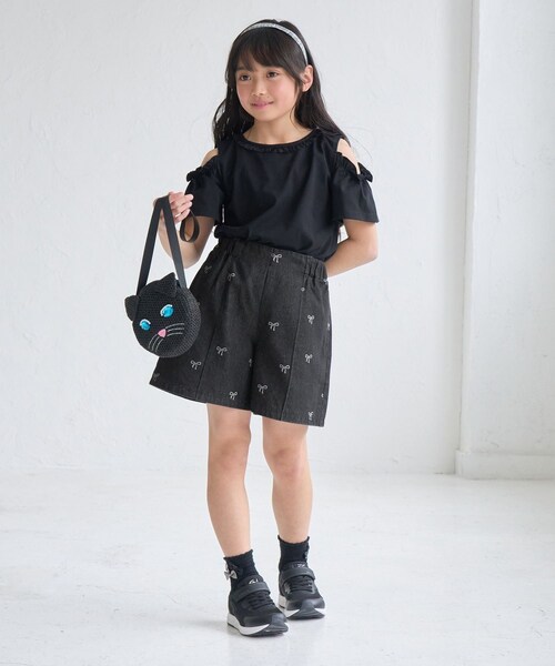 ROPE' PICNIC（ロペピクニック）の「【KIDS/キッズ】リボン柄デニムピンタックパンツ（デニムパンツ・キッズ・ブラック系/サックス・L/M/S）」の9枚目の写真