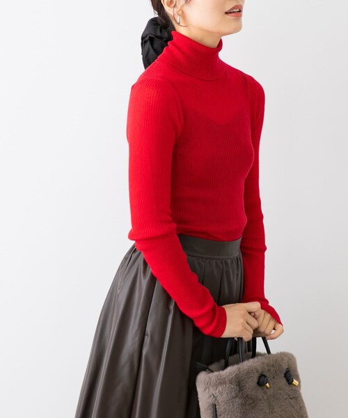 URBAN RESEARCH ROSSO（アーバンリサーチロッソ）の「F by ROSSO　ウォッシャブルシアーリブタートルニット（ニット/セーター・レディース・L/GRAY/RED/BLACK/BROWN・Free）」の18枚目の写真