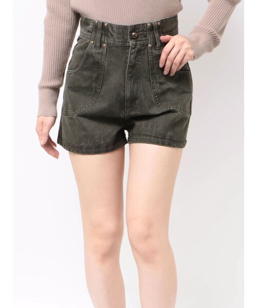 MURUA（ムルーア）の「ウォッシュショートパンツ【セットアップ着用可】（その他パンツ・レディース・パープル/カーキ・1/2）」の6枚目の写真