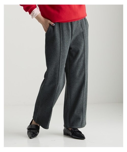 nissen（ニッセン）の「メランジ裏ベロアボンディングピンタックワイドパンツ＜大きいサイズ有＞（スウェットパンツ・レディース・杢チャコールグレー/杢ブルー/杢ベージュ/杢グレー・S/M/L/LL/3L/4L/5L/6L/8L/10L）」の6枚目の写真