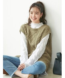 dazzlin | ケーブルバックデザインロングベスト(ベスト)