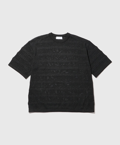 ADAM ET ROPE'(アダムエロペ)の「シアーボーダーニットTEE(Tシャツ/カットソー・メンズ・ブラック/チャコール/オフホワイト・L/M)」の7枚目の写真
