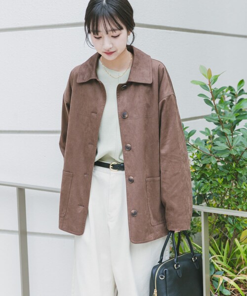 ITEMS URBANRESEARCH（アイテムズ アーバンリサーチ）の「フェイクスエードオーバージャケット（テーラードジャケット・レディース・BEG/BRN・Free）」の4枚目の写真