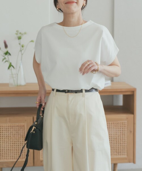 URBAN RESEARCH DOORS(アーバンリサーチドアーズ)の「『UR TECH ひやサラクール』ドライコットンボートネックプルオーバー(Tシャツ/カットソー・レディース・MUSTARD/OFF/PINK/BLUE/NAVY/GRN/TOP GRAY・M)」の20枚目の写真