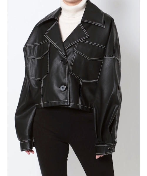 DIANTE レザーショートジャケット 黒 DIANTE レザーショートジャケット 黒