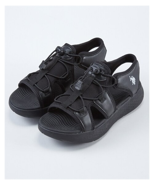 nissen（ニッセン）の「【ゆったり幅広】U.S. POLO ASSN.（ユーエスポロアッスン）超軽量ドロスト付サンダル（ワイズ４E）（サンダル・メンズ・黒/ホワイト・M=23.0~23.5cm/4E/L=24.0~24.5cm/4E/LL=25.0~25.5cm/4E/3L=26.0~26.5cm/4E）」の8枚目の写真