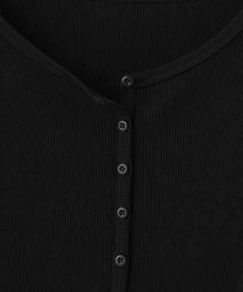 ADAM ET ROPE'(アダムエロペ)の「ハーフスリーブリブTシャツ(Tシャツ/カットソー・レディース・ブラック/ダークブラウン/ベージュ・F)」の19枚目の写真
