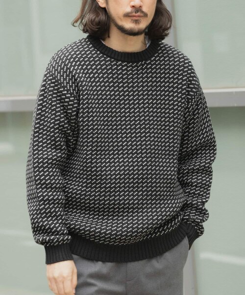 ITEMS URBANRESEARCH（アイテムズ アーバンリサーチ）の「マシンウォッシャブル バーズアイ クルーニット（ニット/セーター・メンズ・WHT/BGD/NVY/BLK・M/L）」の22枚目の写真