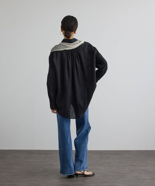 ADAM ET ROPE'(アダムエロペ)の「リネンオーバーシャツ / GENTLE LINEN(シャツ/ブラウス・レディース・ブラック/グレー/ピンク・F)」の10枚目の写真