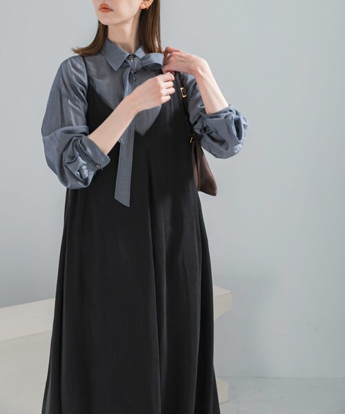 URBAN RESEARCH ROSSO（アーバンリサーチロッソ）の「2WAYキュプラ混キャミワンピース（ワンピース・レディース・LIGHTBEIGE/BLUE/BLACK・Free）」の5枚目の写真