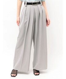 TONAL | ベルト付タックデザインワイドパンツ(その他パンツ)