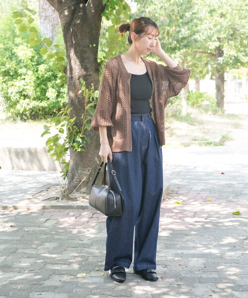 ITEMS URBANRESEARCH（アイテムズ アーバンリサーチ）の「メッシュジップニットカーディガン（ニット/セーター・レディース・BRN/GREGE/BLK・FREE）」の22枚目の写真