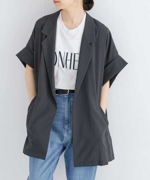 URBAN RESEARCH（アーバンリサーチ）の「ハーフスリーブジャケット（テーラードジャケット・レディース・CHARCOAL/IVORY・FREE）」の18枚目の写真