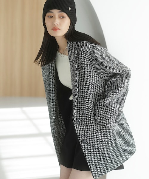 VIS（ビス）の「【新色追加】【アウター総選挙3位】シャギージャコット（その他アウター・レディース・ブラウン/ブラウン系/ベージュ/ブラック系・F）」の4枚目の写真