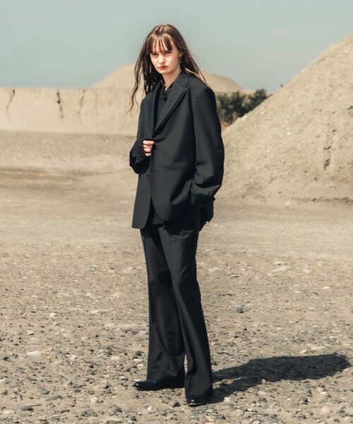 YohKi（ヨウキ）の「Wide straight slacks(BLACK)（スラックス・レディース・BLACK・1/2/3）」の3枚目の写真