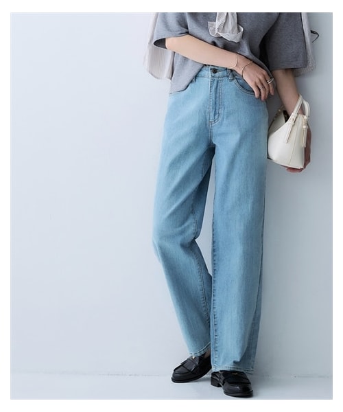 nissen（ニッセン）の「ゆるフィットデニムワイドパンツ(選べる2レングス)＜大きいサイズ有＞（パンツ・レディース・ネイビーデニム/ネイビー系デニム/ライトブルー系デニム/ブラックデニム・S/M/L/LL/3L/4L/5L/6L/8L/10L）」の4枚目の写真