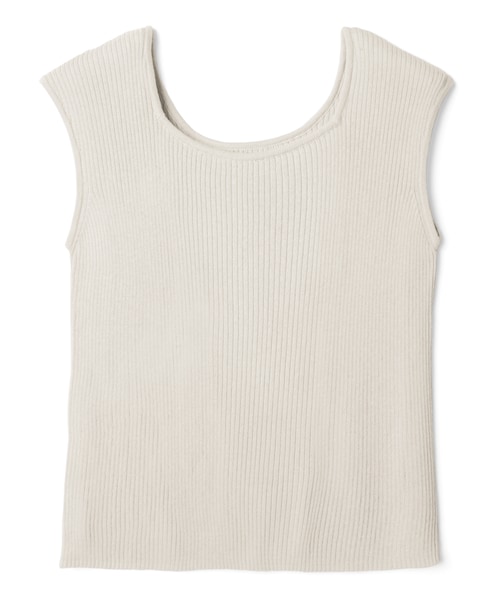 GRL（グレイル）の「前後2Wayリブニットトップス（ニット/セーター・レディース・ブラック/オフホワイト・F）」の2枚目の写真