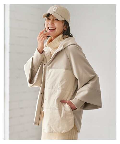 nissen（ニッセン）の「異素材切替中綿コート【OtonaSMILE】（ジャケット/アウター・レディース・オフホワイト系/黒系・M/L/LL/3L/4L/5L/6L）」の8枚目の写真