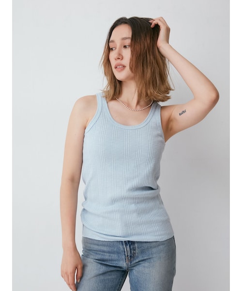 Ungrid（アングリッド）の「ランダムテレコタンクトップ（タンクトップ・レディース・チャコールグレー/ブルー/ネイビー/パープル/オレンジ/オフホワイト・F）」の11枚目の写真