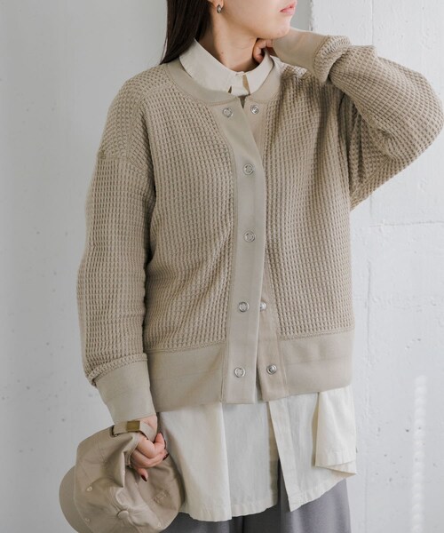 URBAN RESEARCH DOORS(アーバンリサーチドアーズ)の「FORK&SPOON ワッフルカーディガン(カーディガン/ボレロ・レディース・NAVY/BEIGE/MINT・1)」の9枚目の写真