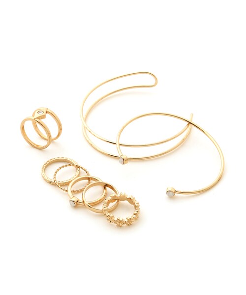 GRL（グレイル）の「ブレス2本+リング6個セット（リング・レディース・シルバー/ゴールド・F）」の2枚目の写真