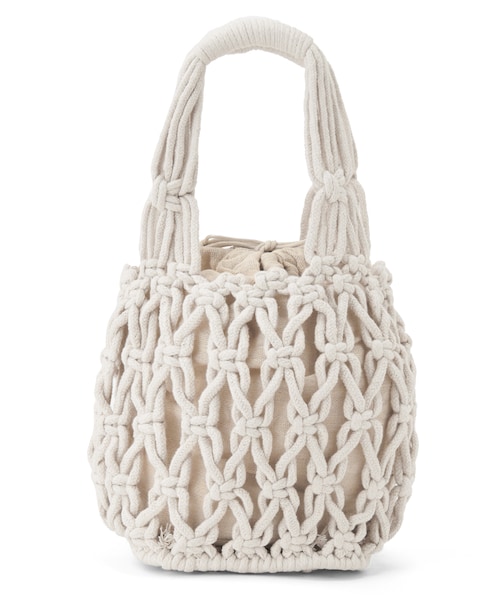 GRL（グレイル）の「巾着付きネットバッグ（ハンドバッグ・レディース・ブルー/アイボリー/グリーン・F）」の2枚目の写真