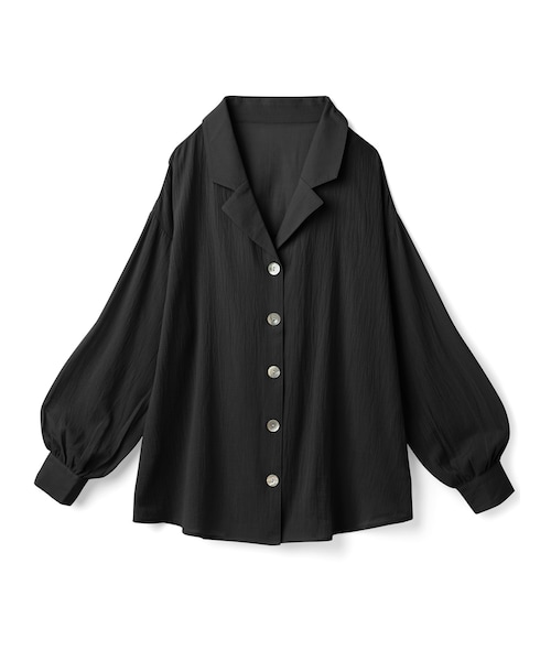 GRL（グレイル）の「ビッグシェルボタンガーゼテーラードシャツ（シャツ/ブラウス・レディース・オフホワイト/ピンク/ブラック/オレンジ・F）」の2枚目の写真