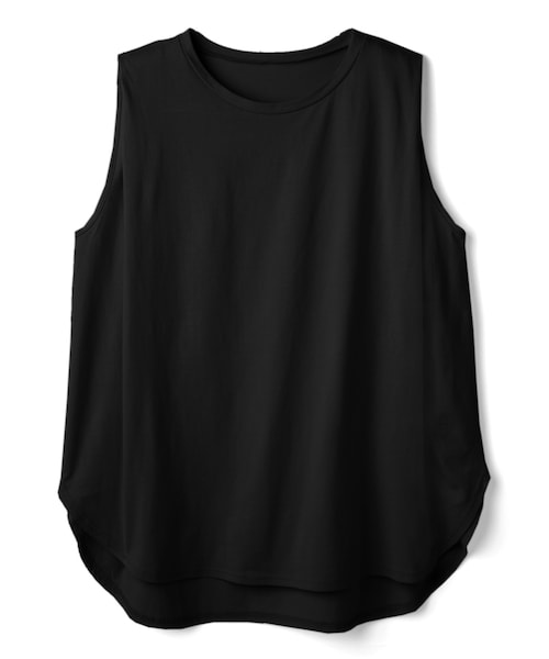 GRL(グレイル)の「ショルダータックノースリーブラウンドヘムTシャツ(Tシャツ/カットソー・レディース・オフホワイト/ブラック/ブラウン・F)」の2枚目の写真