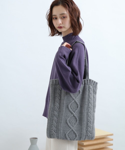 SENSE OF PLACE by URBAN RESEARCH（センスオブプレイスバイアーバンリサーチ）の「ニットトート（トートバッグ・レディース・GRAY/IVORY/MOCHA・FREE）」の7枚目の写真
