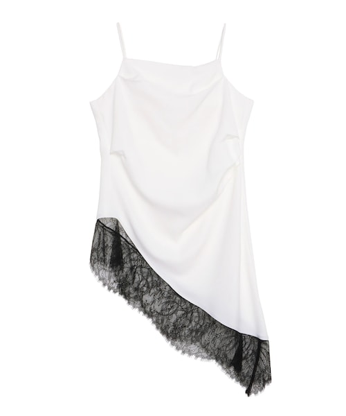 ELENDEEK(エレンディーク)の「ASYMMETRY DRAPE CAMI(キャミソール・レディース・オフホワイト/チャコールグレー・F)」の2枚目の写真