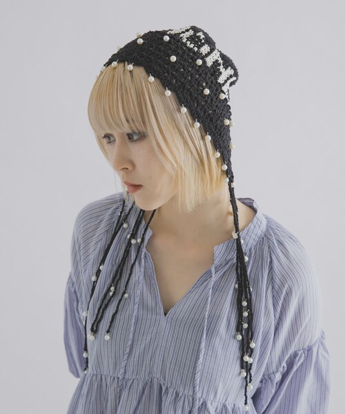 THE GOODLAND MARKET（ザグッドランドマーケット）の「old honey　58℃ KNIT CAP（ニットキャップ/ビーニー・レディース・BLACK/RED・Free）」の4枚目の写真