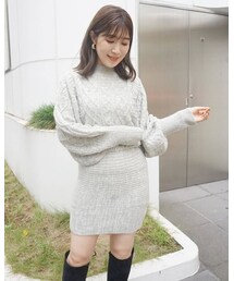 MERCURYDUO | ケーブルニットミニワンピース(ワンピース)