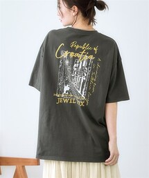 nissen | ＜大きいサイズ＞ 綿100％ゆるシルエットプリントＴシャツ（接触冷感）(Tシャツ/カットソー)