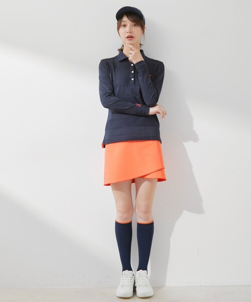 ROPE'（ロペ）の「【UV】【吸水速乾】クールマックスリンクス長袖ポロ（ポロシャツ・レディース・ホワイト/ネイビー・L/M/S）」の14枚目の写真