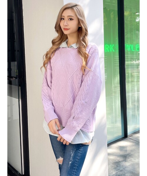 GYDA（ジェイダ）の「シンプルストライプシャツ（シャツ/ブラウス・レディース・ピンク/ミントグリーン/ネイビー・F）」の6枚目の写真