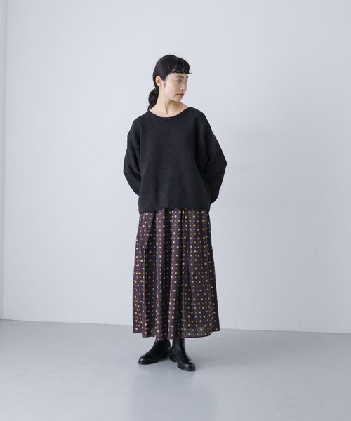 かぐれ（カグレ）の「テープヤーンボートネックニット（ニット/セーター・レディース・L/BEIGE/BLACK・Free）」の9枚目の写真