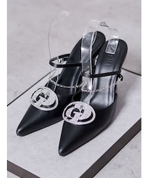 GYDA | GDビジューMOLDチェーンストラップポインテッドミュール(パンプス)