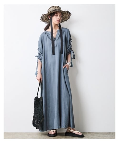 nissen（ニッセン）の「レーヨン麻カフタンマキシワンピース＜大きいサイズ有＞シックスタイル（ワンピース・レディース・ダスティブルー/黒・M/L/LL/3L/4L/5L/6L/8L/10L）」の17枚目の写真