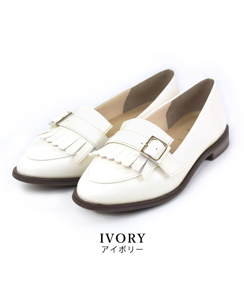 Shoe Fantasy(シューファンタジー)の「日本製 マニッシュフリンジローファー(ローファー・レディース・ブラウン/ブラック/グリーン/ホワイト・22.0~25.0cm/22.0~25.0cm)」の4枚目の写真