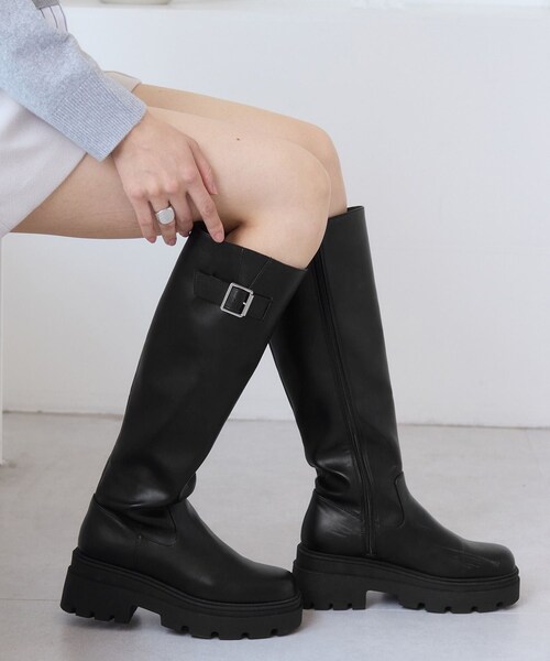 VIS(ビス)の「サイドバックルタンクソールロングブーツ(ブーツ・レディース・ブラック/ダークブラウン・L/M/S)」の9枚目の写真