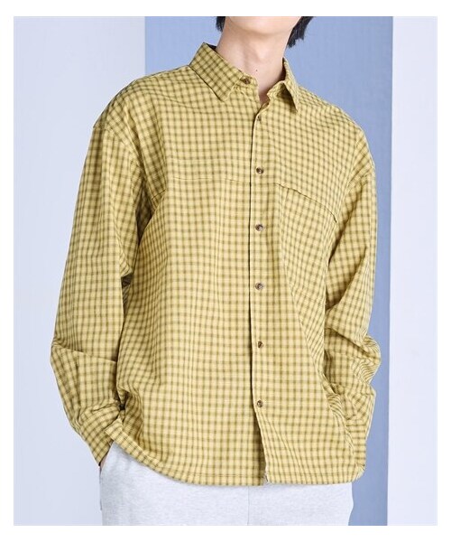 nissen（ニッセン）の「オーバーサイズ長袖チェックシャツ【大きいサイズ有】（シャツ/ブラウス・メンズ・マスタード系/オフホワイト系・M/L/LL/3L/4L/5L/6L/8L/10L）」の11枚目の写真