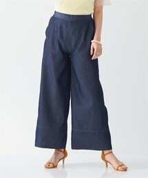 nissen | ＜大きいサイズ＞ライトオンスデニムフレアワイドパンツ（UVカット）（選べる２レングス）(パンツ)