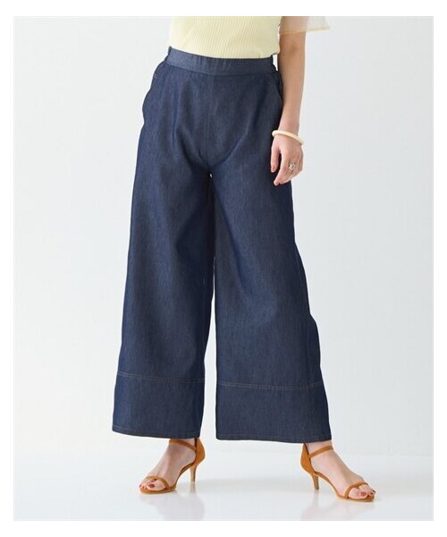nissen（ニッセン）の「＜大きいサイズ＞ライトオンスデニムフレアワイドパンツ（UVカット）（選べる２レングス）（パンツ・レディース・ブラック/ネイビー・L/LL/3L/4L/5L/6L/8L/10L）」の11枚目の写真