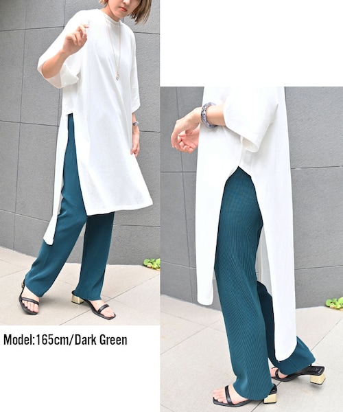 Sheson（シーズン）の「カットオフカラープリーツパンツ（その他パンツ・レディース・ブルー/ベージュ/オレンジ/グリーン/パープル/ブラック/イエロー/ダークチェリー/マルーンレッド/ダークグリーン/マスタード・F）」の5枚目の写真