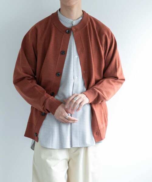 URBAN RESEARCH DOORS（アーバンリサーチドアーズ）の「FORK&SPOON　ウーステッドヤーンクルーネックカーディガン（カーディガン/ボレロ・メンズ・LIGHTGRAY/BLACK/RENGA・4/5）」の3枚目の写真