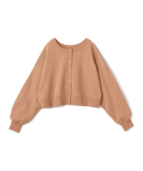 GRL(グレイル)の「前後2Wayコットンリングボタンスウェットカーディガン(カーディガン/ボレロ・レディース・アイボリー/オレンジ/グリーン・F)」の3枚目の写真