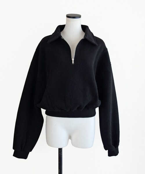 Marient（マリエント）の「裏起毛ハーフZIPスウェットPO（スウェット・レディース・ホワイト/グリーン/ブラック・FREE）」の2枚目の写真