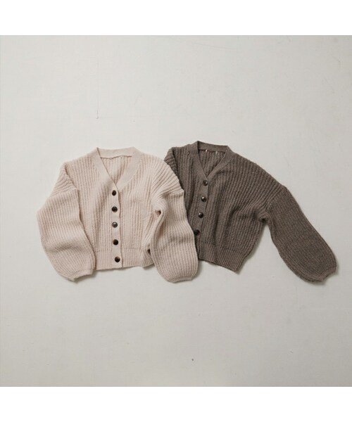 t a r o s u(タロス)の「low gauge cardigan(カーディガン/ボレロ・レディース・ホワイト/ブラウン・FREE)」の2枚目の写真